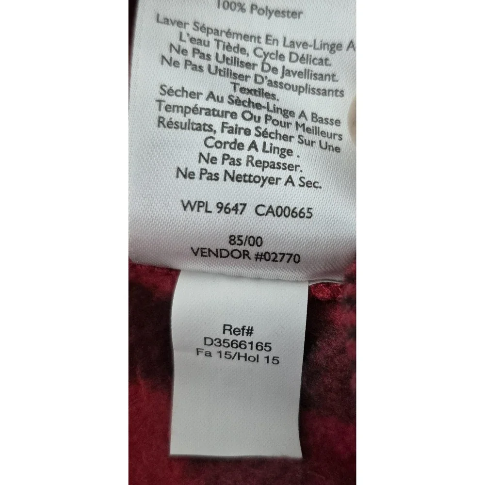 Eddie Bauer Shirt Mens Tall‎ XL Red Black Plaid Fleece Button Front Long Sleeve